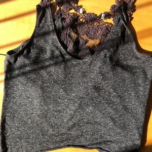 Gray crop top with detailed back
